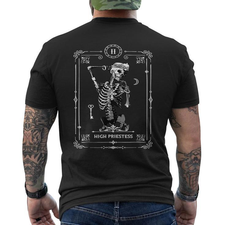 Tarot Card High Priestess Skeleton Skull Horror Goth Occult Tarot Men's T-shirt Back Print