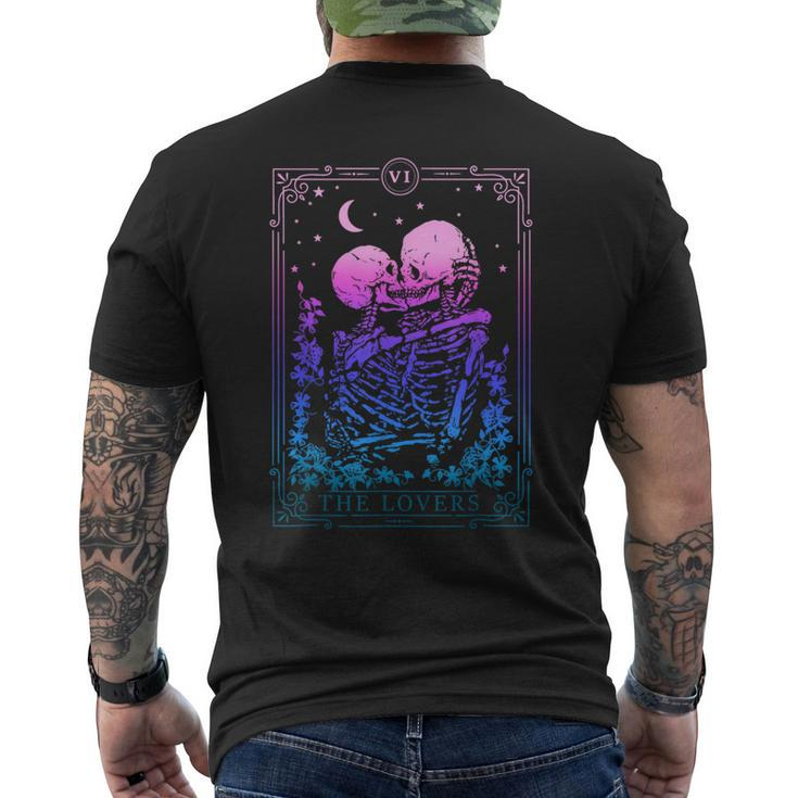 Tarot Card Kissing Skeleton Lovers Skull Bones Horror Goth Tarot Men's T-shirt Back Print