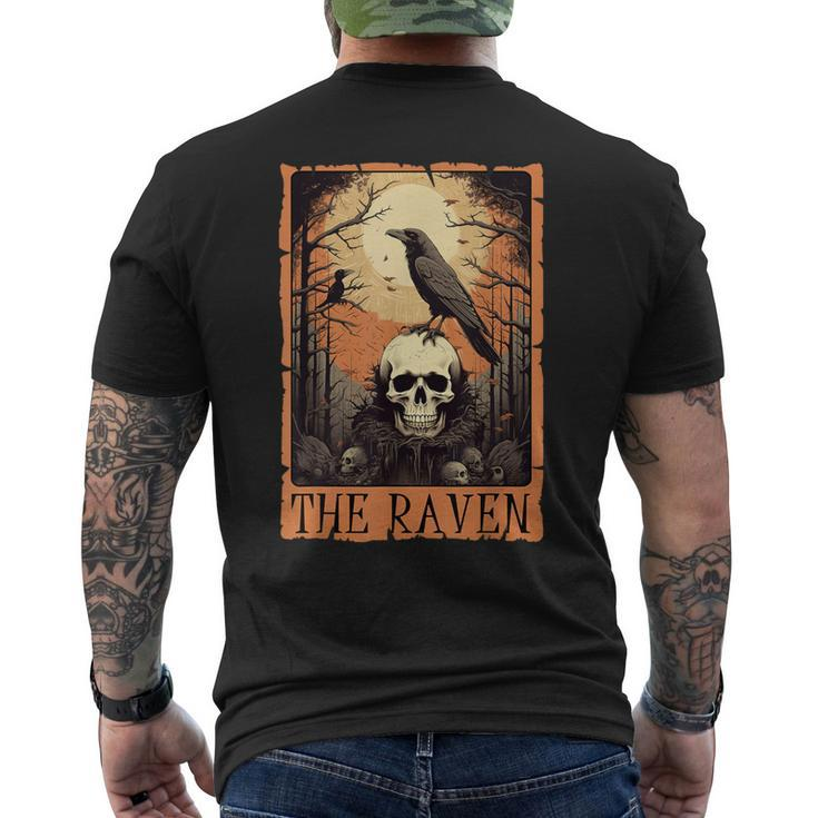 Tarot Card The Raven Crow Skull Spooky Halloween Men's T-shirt Back Print