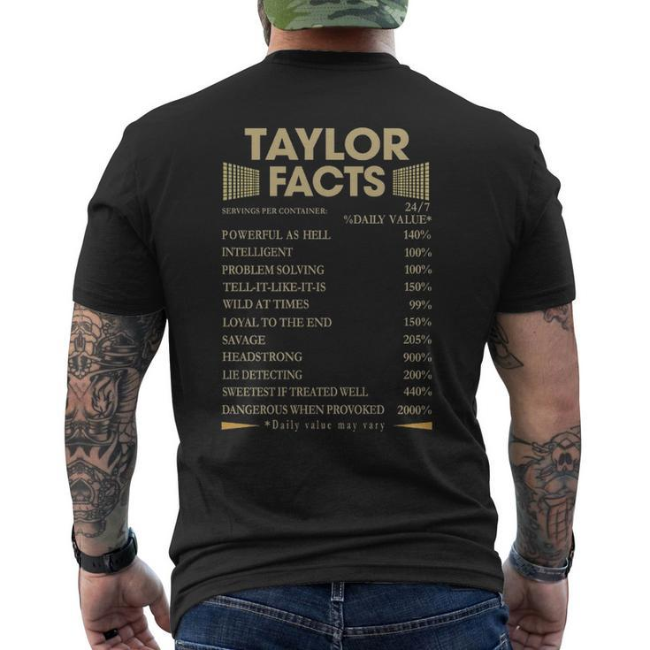 Taylor Name Gift Taylor Facts V3 Mens Back Print T-shirt