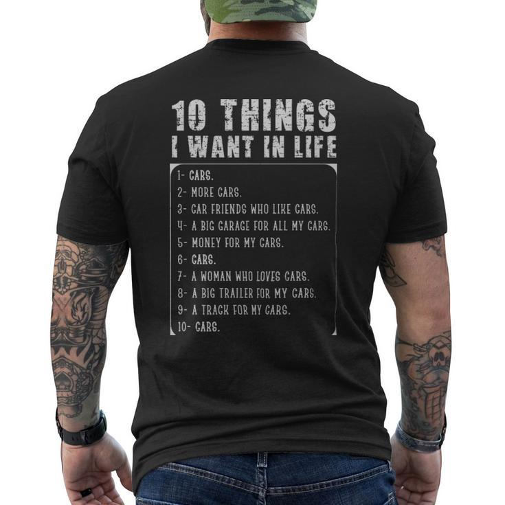 Ten Things I Want In Life Funny Gift For Car Lovers  - Ten Things I Want In Life Funny Gift For Car Lovers  Mens Back Print T-shirt
