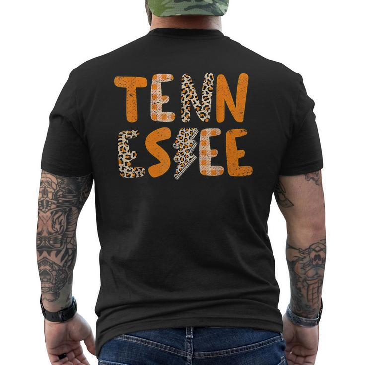 Tennessee State Flag Orange Plaid Leopard Men's T-shirt Back Print