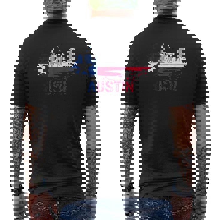 Texas State Flag Austin Skyline Austin Texas Skyline Men's T-shirt Back Print