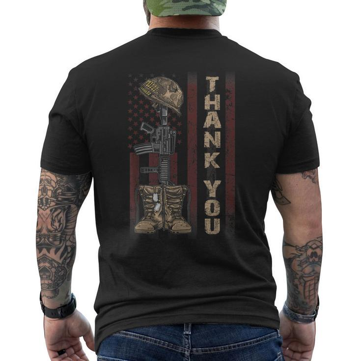 Thank You Army Soldiers Military Navy July 4Th Veterans Men's Back Print T-shirt