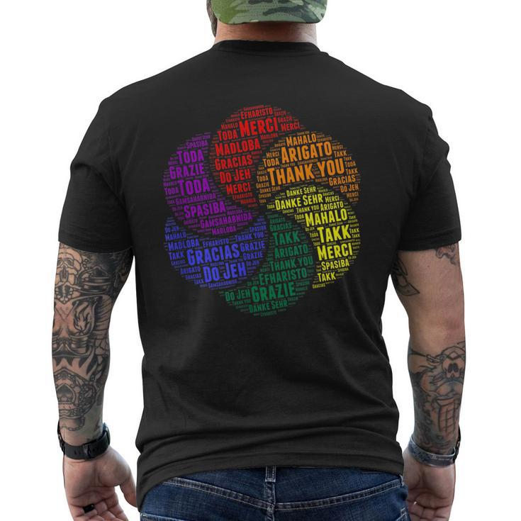Thank You In 14 Different Languages Cool Thanksgiving  Mens Back Print T-shirt
