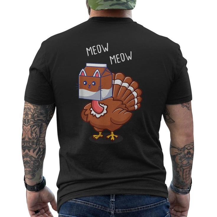 Thanksgiving Cat Fake Cat Meow Thanksgiving Turkey Men's T-shirt Back Print