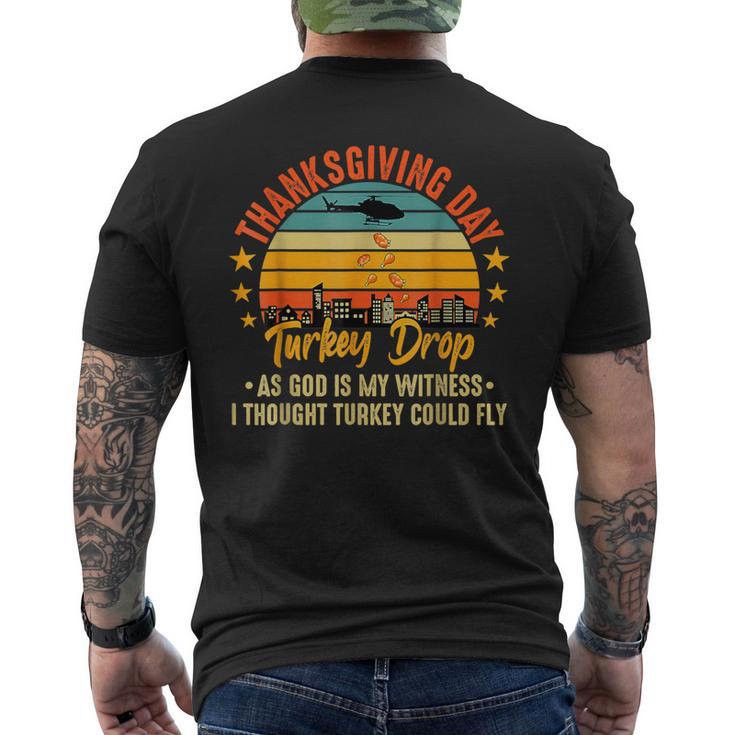 Thanksgiving Day Turkey Drop Vintage Retro Men's T-shirt Back Print