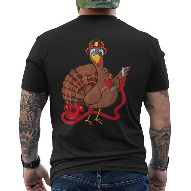 Thanksgiving Firefighter Turkey - Funny Feast Day Gift  Mens Back Print T-shirt