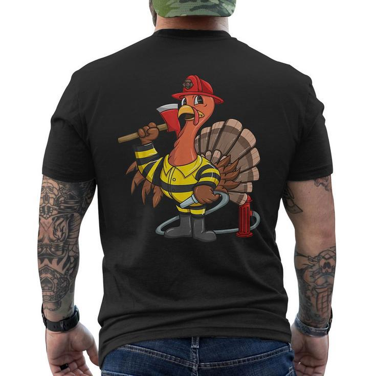 Thanksgiving Firefighter Turkey - Proud Fireman Gift  Mens Back Print T-shirt