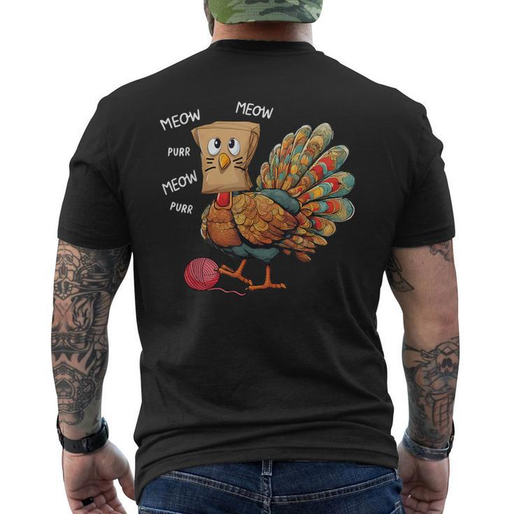 Thanksgiving Turkey Meow I'm A Cat Thanksgiving Men's T-shirt Back Print