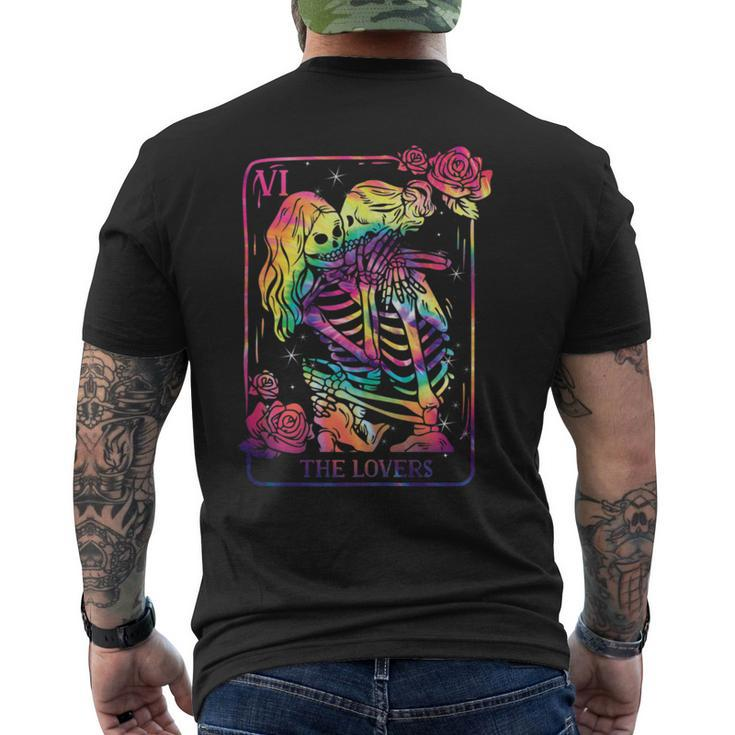 The Lovers Tarot Card Goth Tie Dye Kissing Lesbian Skeletons  Mens Back Print T-shirt