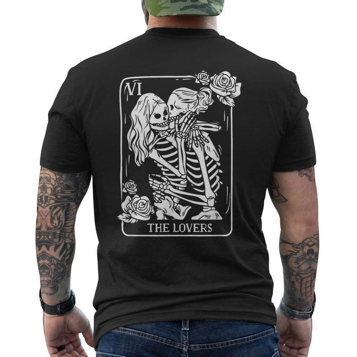 The Lovers Tarot Card Occult Goth Kissing Lesbian Skeleton  Mens Back Print T-shirt