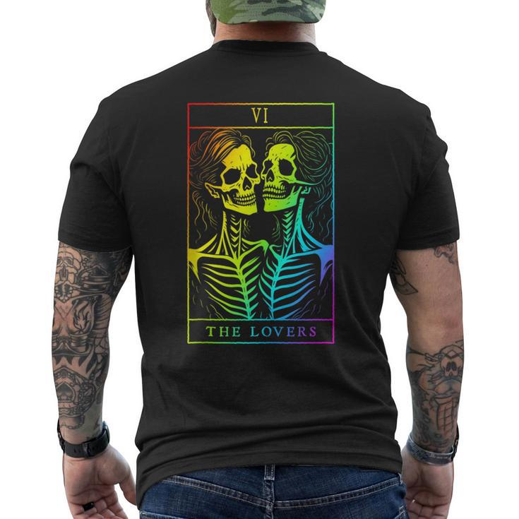 The Lovers Tarot Card Occult Goth Lesbian Skeleton Halloween  Mens Back Print T-shirt