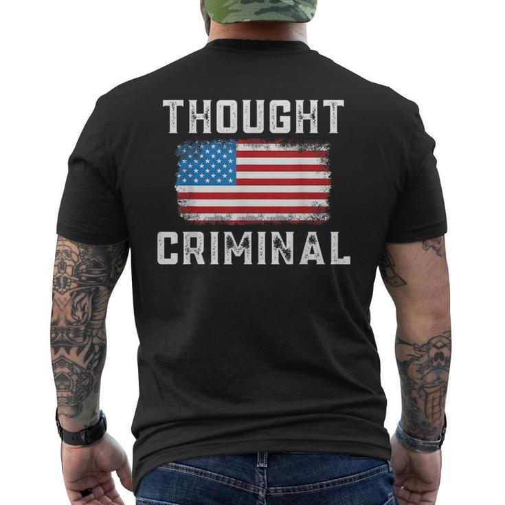 Thought Criminal Free Thinking Free Speech American Flag  Mens Back Print T-shirt