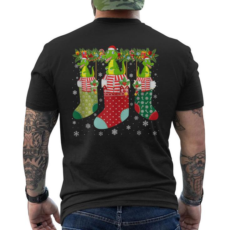 Three Crocodiles In Socks Ugly Christmas Sweater Party Men's T-shirt Back Print
