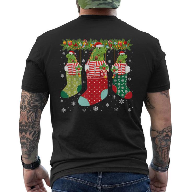 Three Iguana In Socks Ugly Christmas Sweater Party Men's T-shirt Back Print