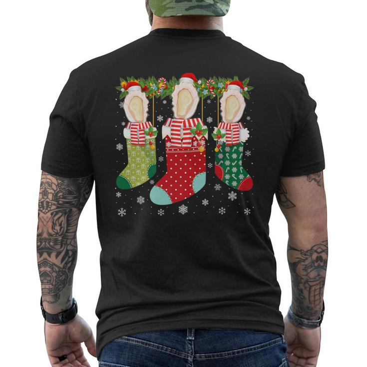 Three Oyster In Socks Ugly Christmas Sweater Party Men's T-shirt Back Print