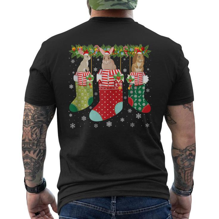Three Rabbit In Socks Ugly Christmas Sweater Party Men's T-shirt Back Print