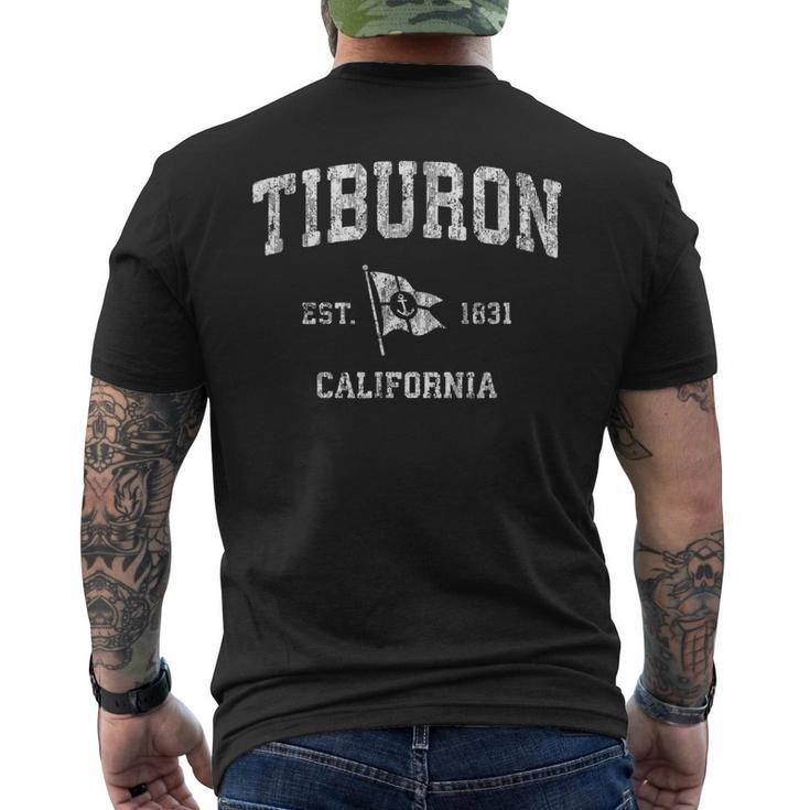 Tiburon California Ca Vintage Boat Anchor Flag Design  Mens Back Print T-shirt