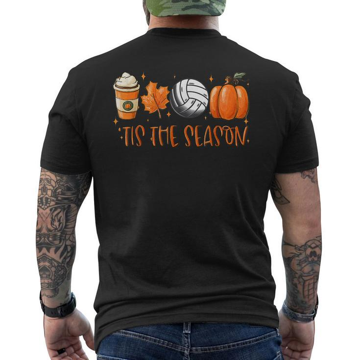 Tis The Season Pumpkin Leaf Latte Fall Volleyball Men's T-shirt Back Print