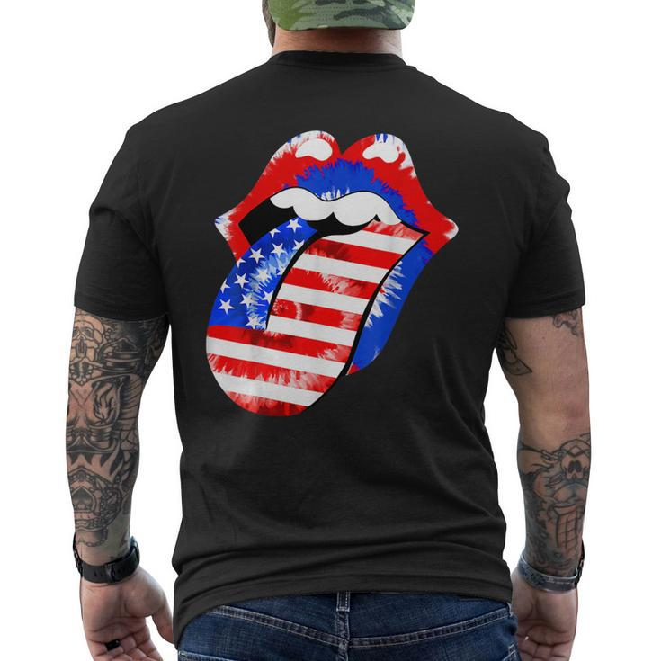Tongue Lips American Flag 4Th Of July Proud Tie Dye  Mens Back Print T-shirt