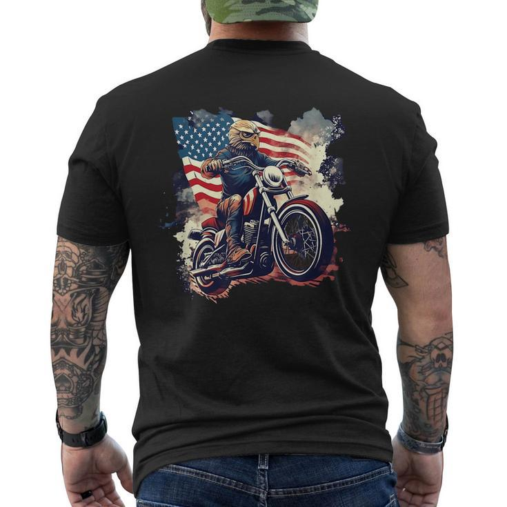 Too Cool To Rule Patriotic Bald Eagle Biker American Flag Patriotic Funny Gifts Mens Back Print T-shirt