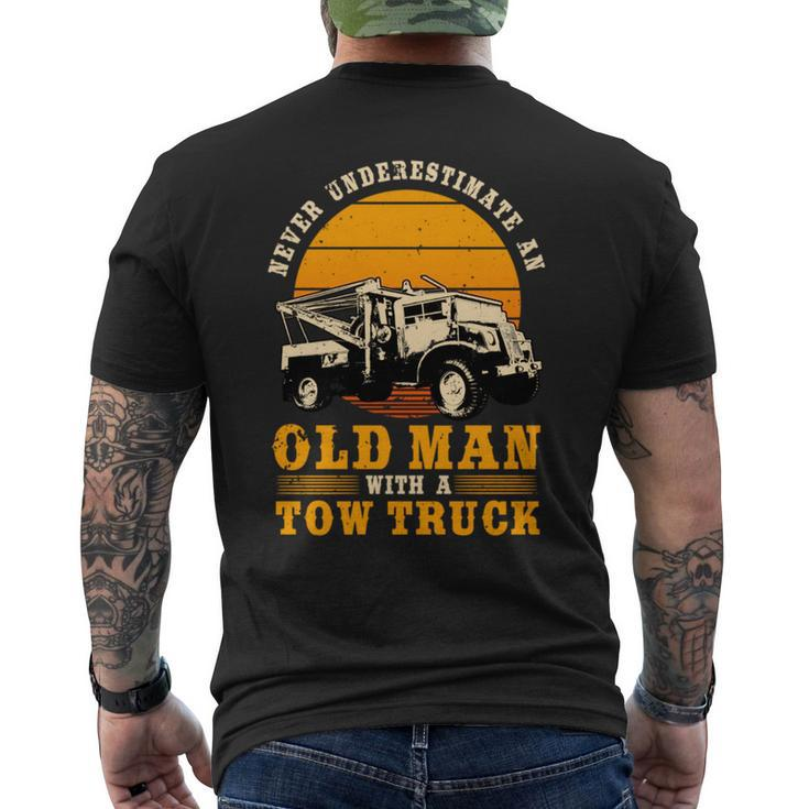 Tow Truck Driver Gifts Never Underestimate An Old Man Mens Back Print T-shirt