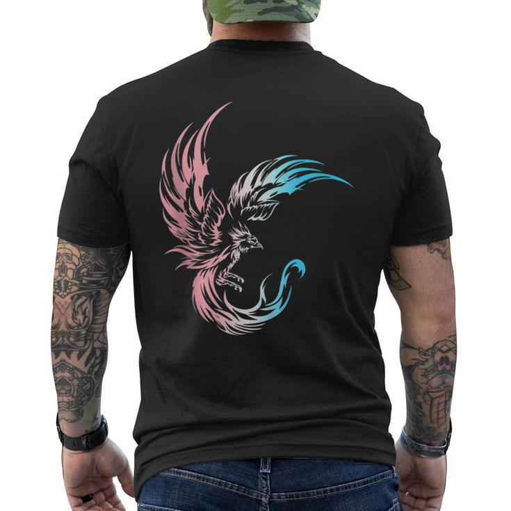 Trans Pride Transgender Phoenix Flames Fire Mythical Bird  Mens Back Print T-shirt