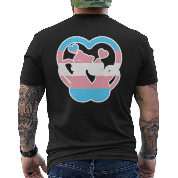 Transgender Flag Cats Heart Trans Pride Ftm Mtf Cat Lover  Mens Back Print T-shirt