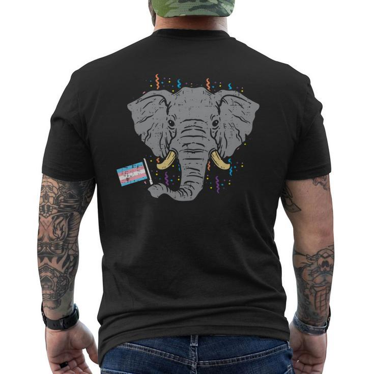 Transgender Flag Elephant Lgbt Trans Pride Stuff Animal   Mens Back Print T-shirt