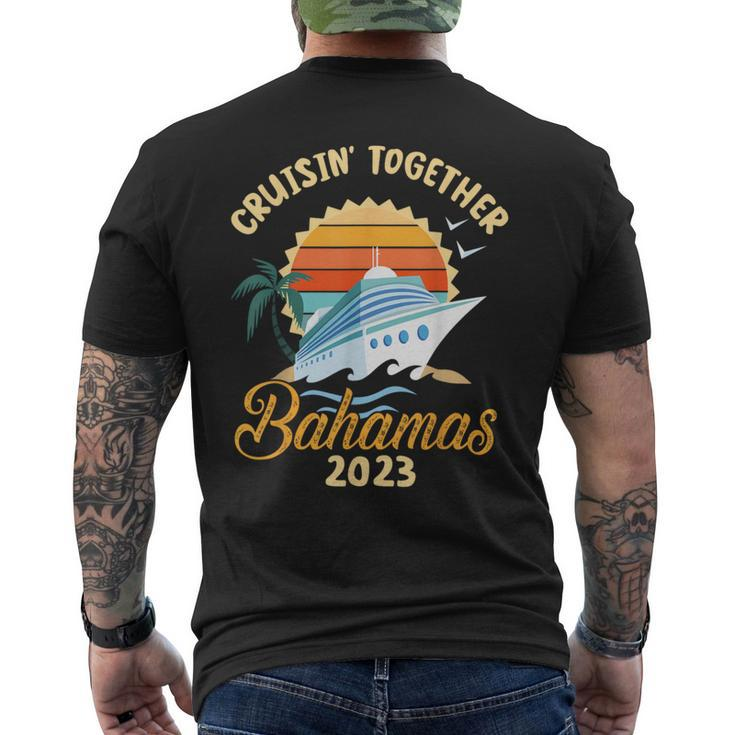 Trees Birds Beach Ship Waves Cruising Together Bahamas 2023 Men's T-shirt Back Print