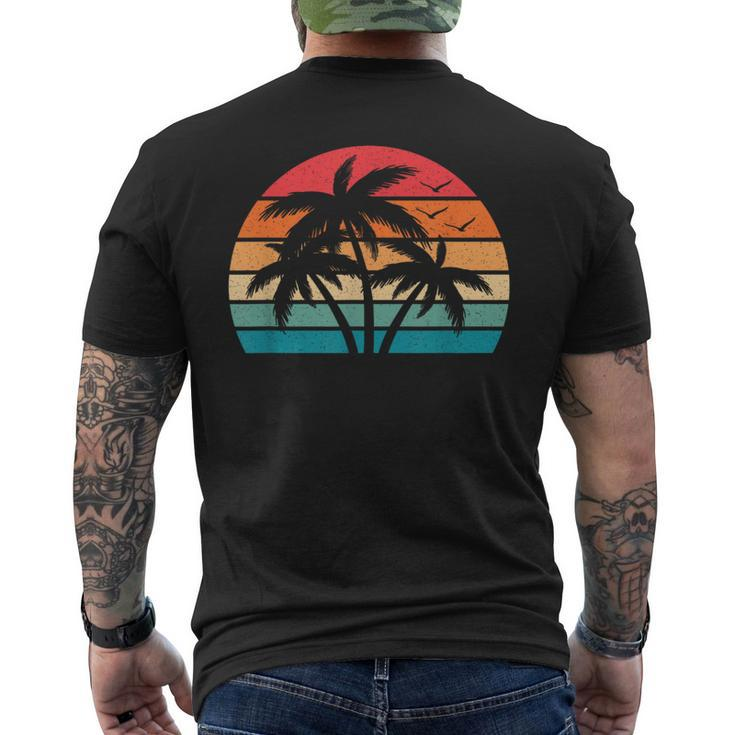 Tropical Hawaiian Retro Palm Tree Sunset Hawaii Beach  Mens Back Print T-shirt