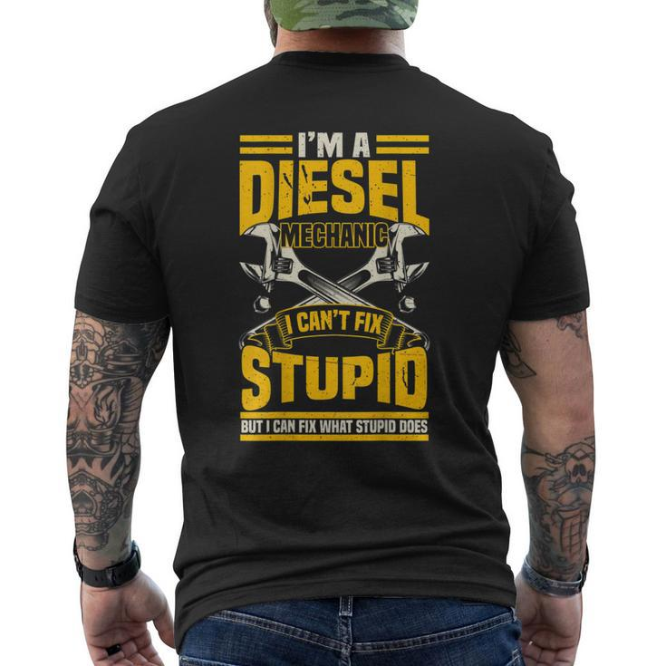 Trucker Diesel Mechanic I Cant Fix Stupid S Men's Back Print T-shirt