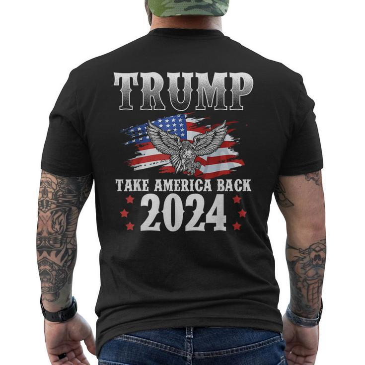 Trump 2024 Take America Back American Flag Trump 2024  Mens Back Print T-shirt