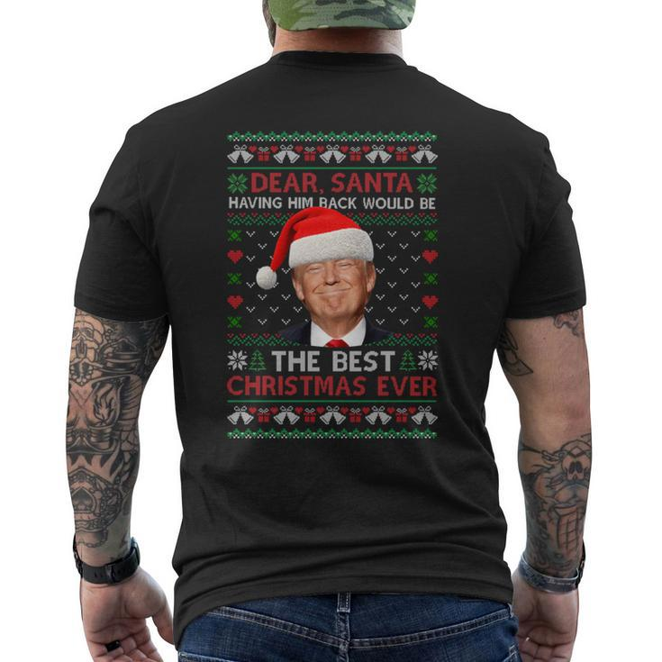Trump Back Would Be The Best Christmas Ever Ugly Sweater Pjs Men's T-shirt Back Print