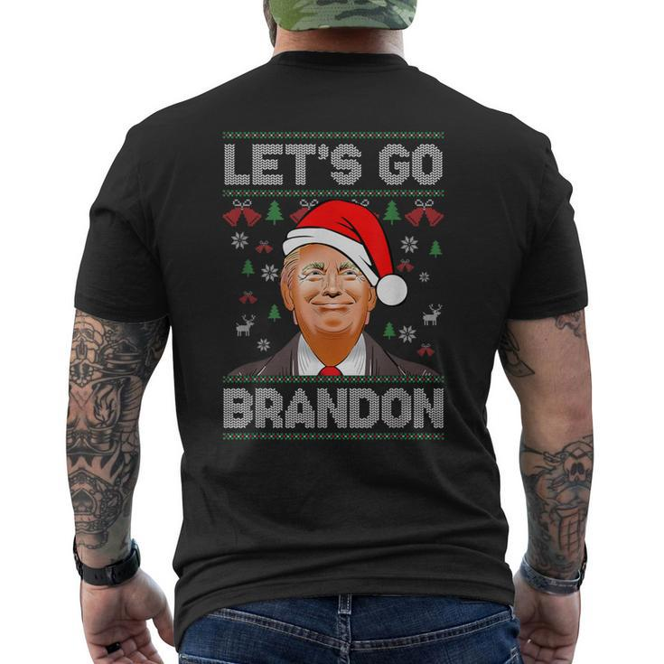 Trump Ugly Christmas Sweater Let's Go Bradon Meme Xmas Men's T-shirt Back Print