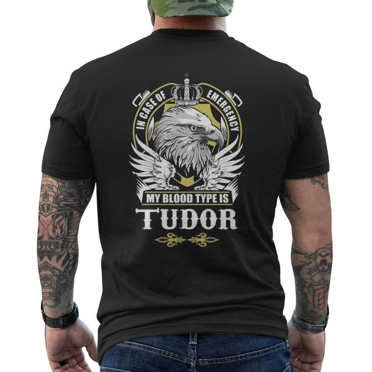 Tudor Name Gift My Blood Type Is Tudor Mens Back Print T-shirt