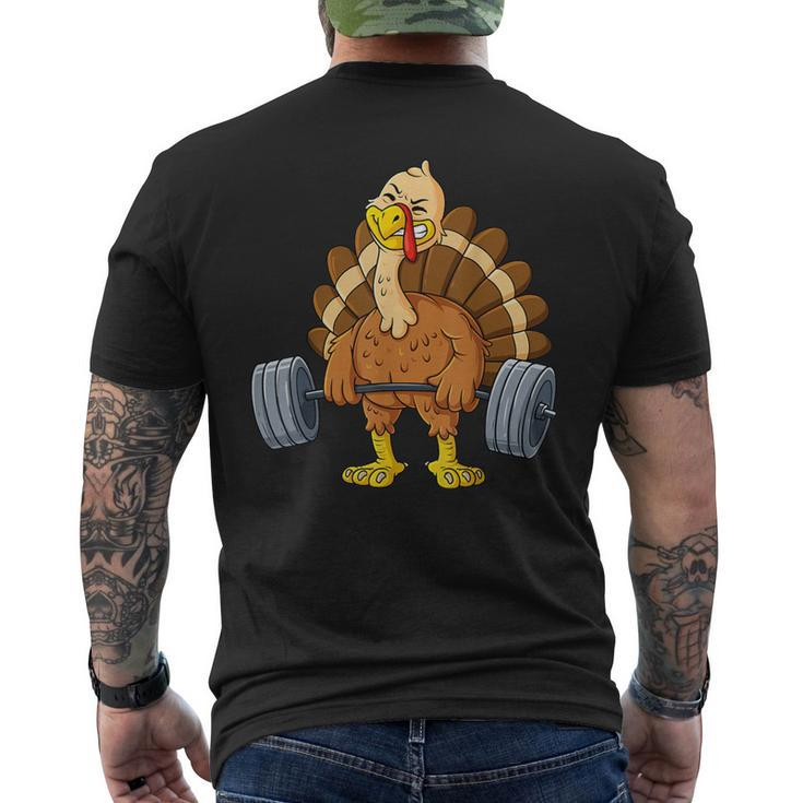Turkey Deadlift Thanksgiving Day Fitness Weightlifting Men's T-shirt Back Print