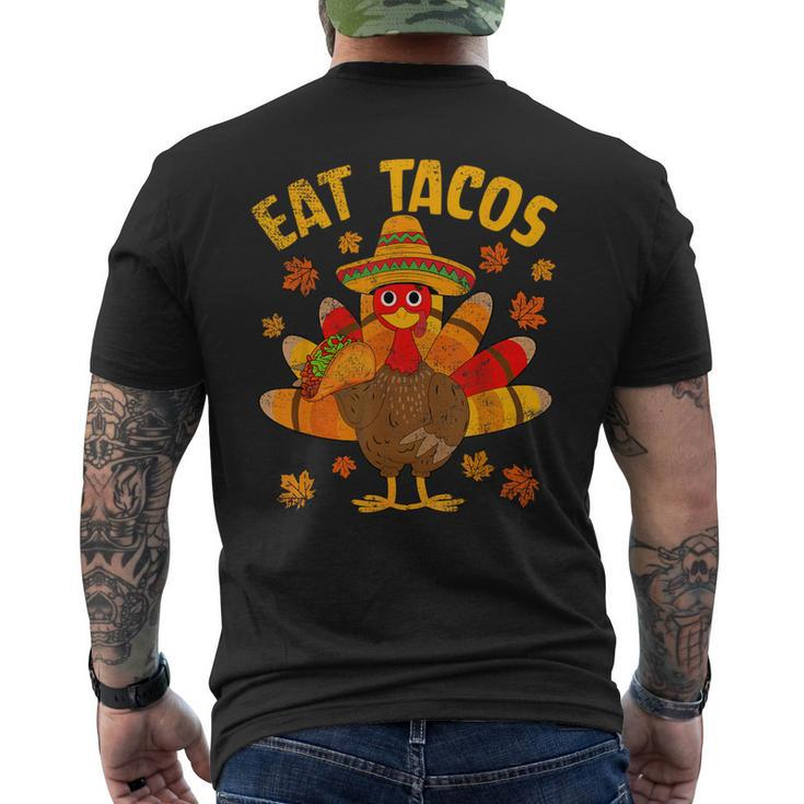 Turkey Eat Tacos Mexican Sombrero Thanksgiving Family Men's T-shirt Back Print