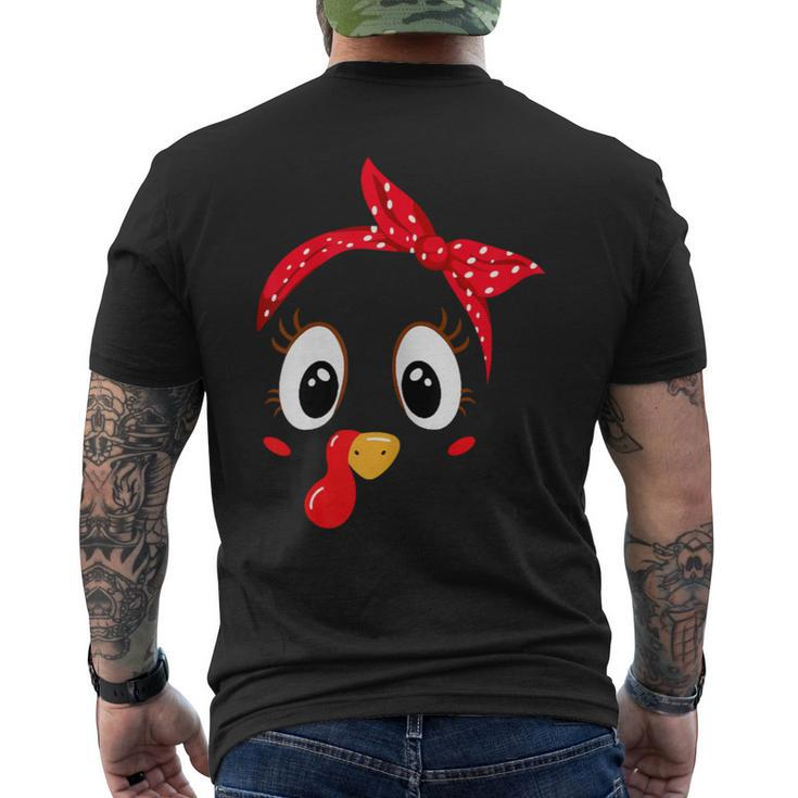 Turkey Face Red Headband Running Pilgrim Tro Mens Back Print T-shirt