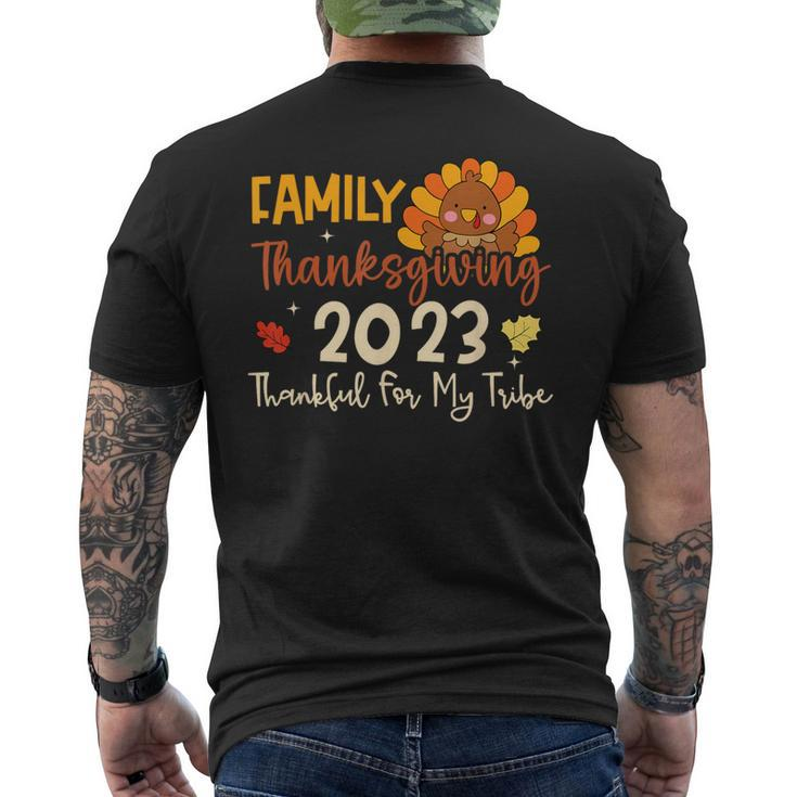 Turkey Family Thanksgiving 2023 Thankful For My Tribe Group Men's T-shirt Back Print