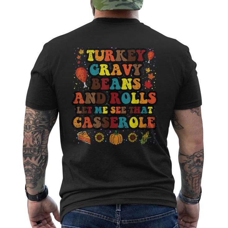 Turkey Gravy Beans And Rolls Thanksgiving Day Men's T-shirt Back Print