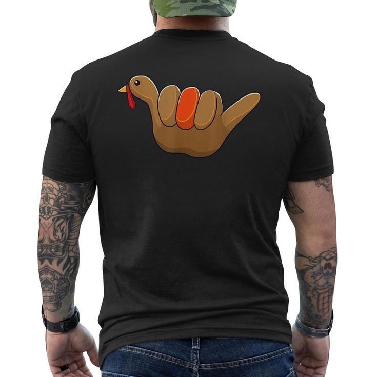 Turkey Hand Hang Loose Shaka Thanksgiving Hawaii  Mens Back Print T-shirt