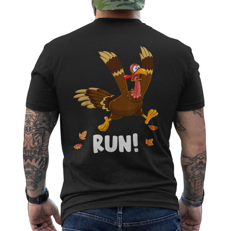 Turkey Run Costume Thanksgiving Running Turkey Trot Men's T-shirt Back Print