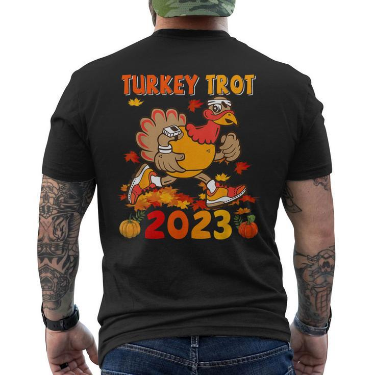 Turkey Trot 2023 Thanksgiving Turkey Running Runner Autumn Men's T-shirt Back Print