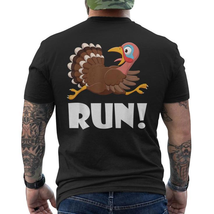 Turkey Trot Adult Running Costume Face Run Thanksgiving Men's T-shirt Back Print