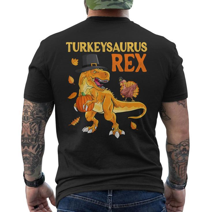 Turkeysaurus Rex Turkey Dab Dino Boys Toddler Thanksgiving Men's T-shirt Back Print