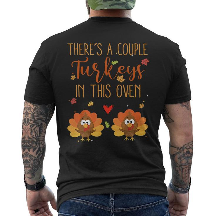 Twin Pregnancy Announcement Baby Reveal Thanksgiving  Mens Back Print T-shirt
