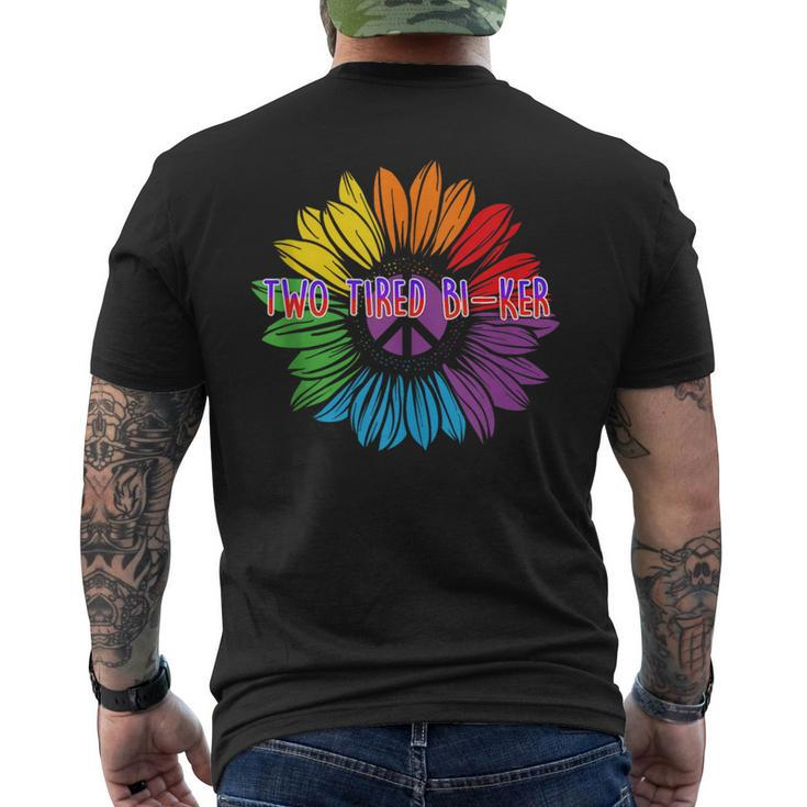 Two Tired Biker Bisexual Lgbtq Bi Pride Pun Biking  Mens Back Print T-shirt