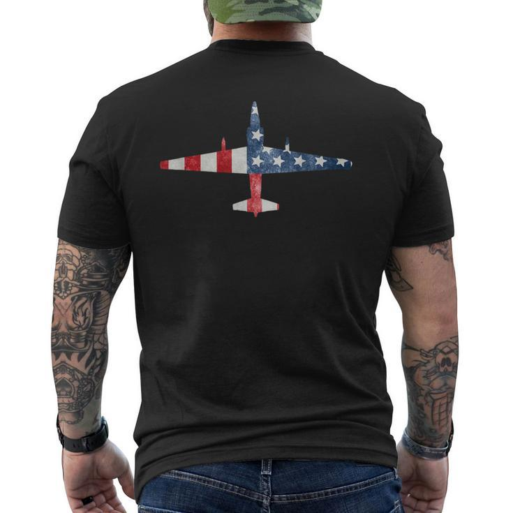 U-2 Dragon Lady Spy Plane American Flag Military Men's T-shirt Back Print